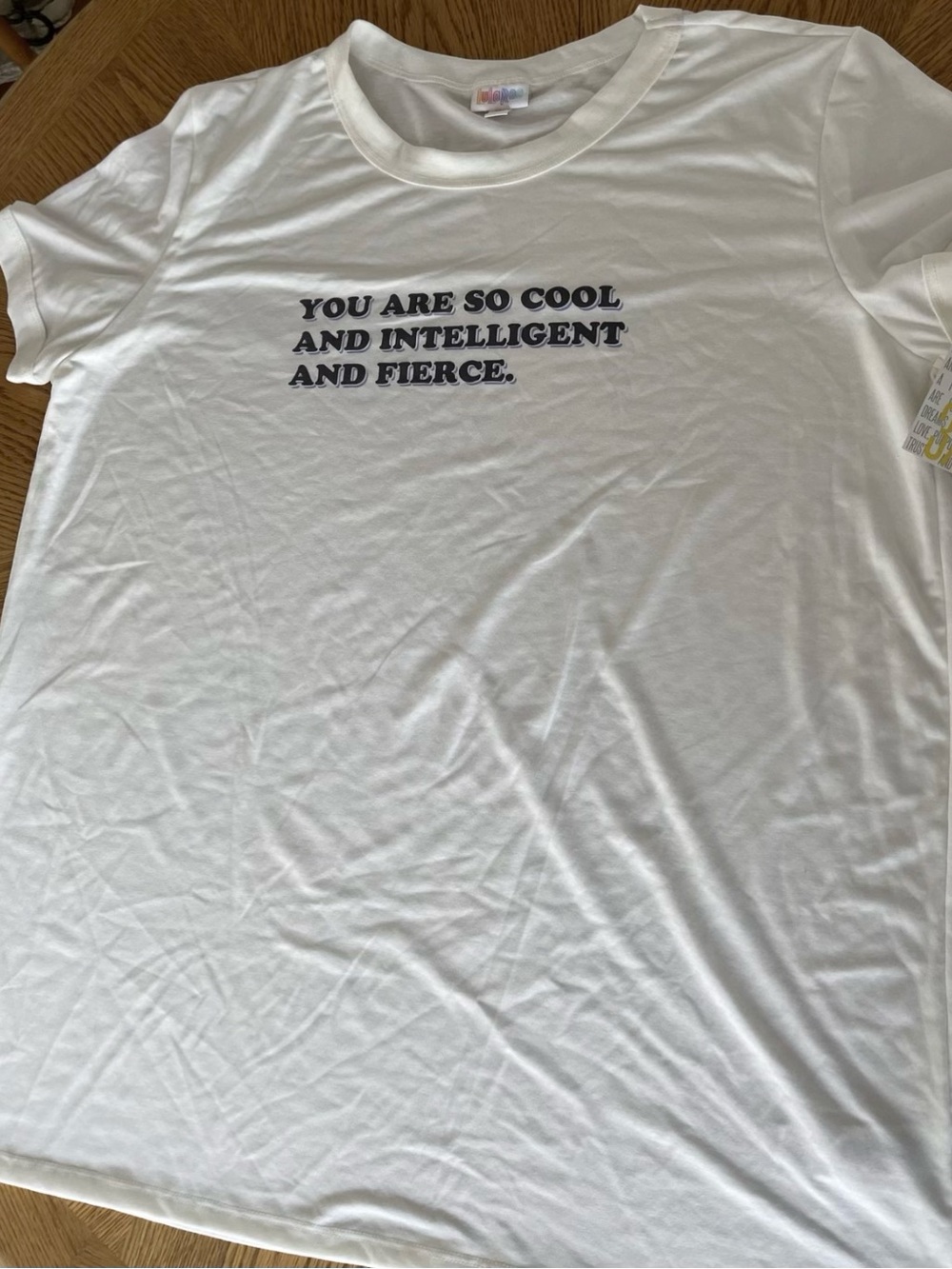 LuLaRoe 3XL Liv Te Top Shirt White Cool Intelligent Fierce Major Unicorn 3XLARGE